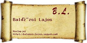 Balázsi Lajos névjegykártya