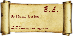 Balázsi Lajos névjegykártya